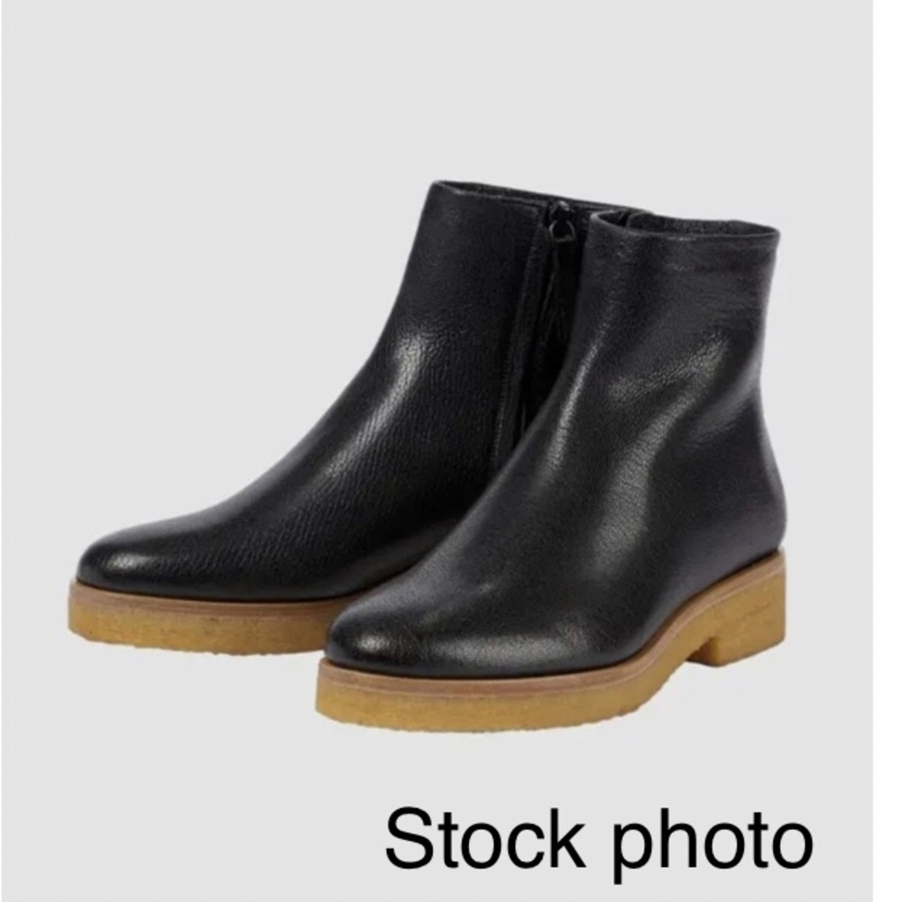 Black Leather Ankle Boots The Row Boris Bootie Made in Italy